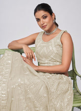 Grey Colour Lehenga Choli in Soft Net